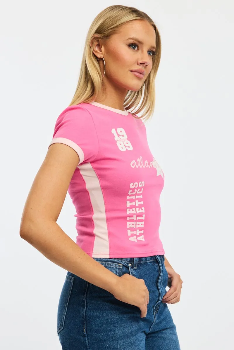 Pink Graphic Tee Short Sleeve sold by Ally Fashion product image thumbnail 3