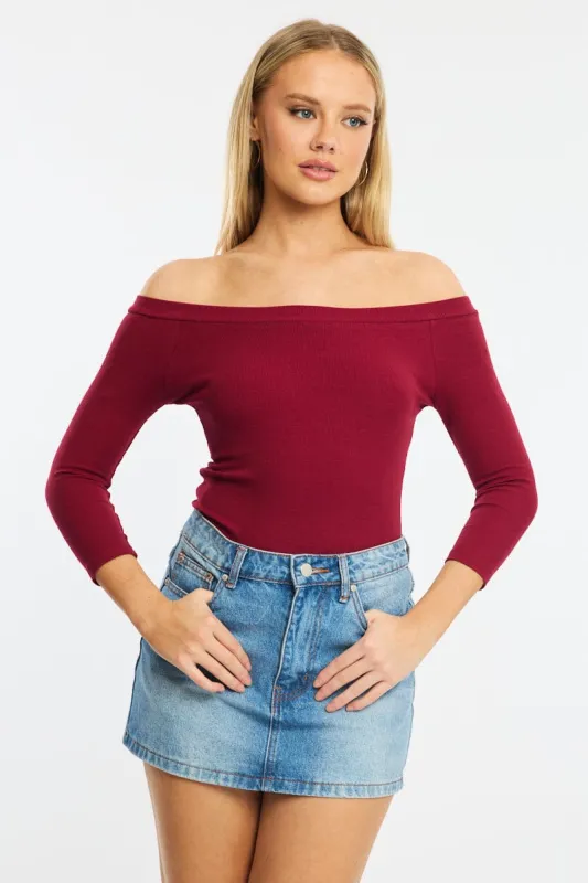 Red Top 3/4 Sleeve sold by Ally Fashion