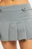 Grey Mini Skort Skirt Knife Pleat Buckle Detail sold by Ally Fashion