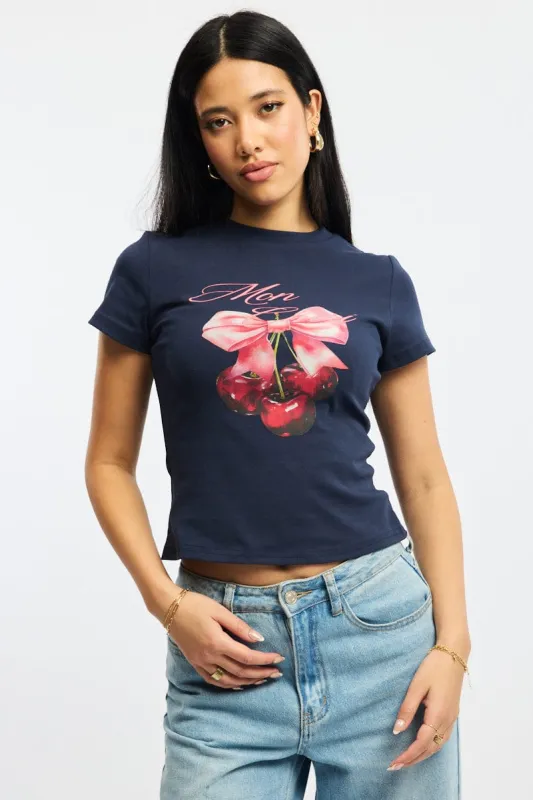 Blue Graphic Tee Short Sleeve sold by Ally Fashion