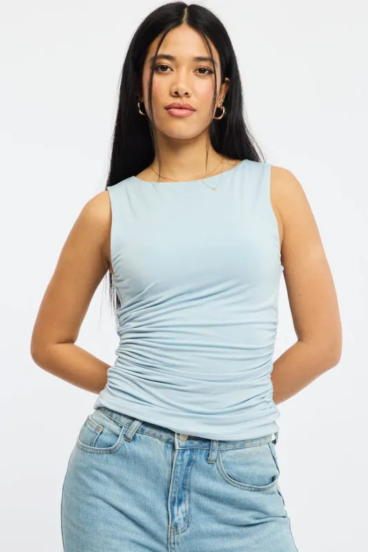 Blue Supersoft Tank Sleeveless sold by Ally Fashion