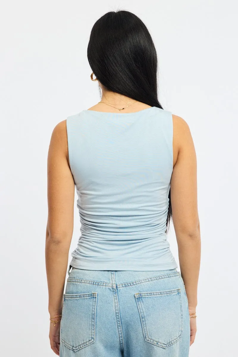 Blue Supersoft Tank Sleeveless sold by Ally Fashion product image thumbnail 5