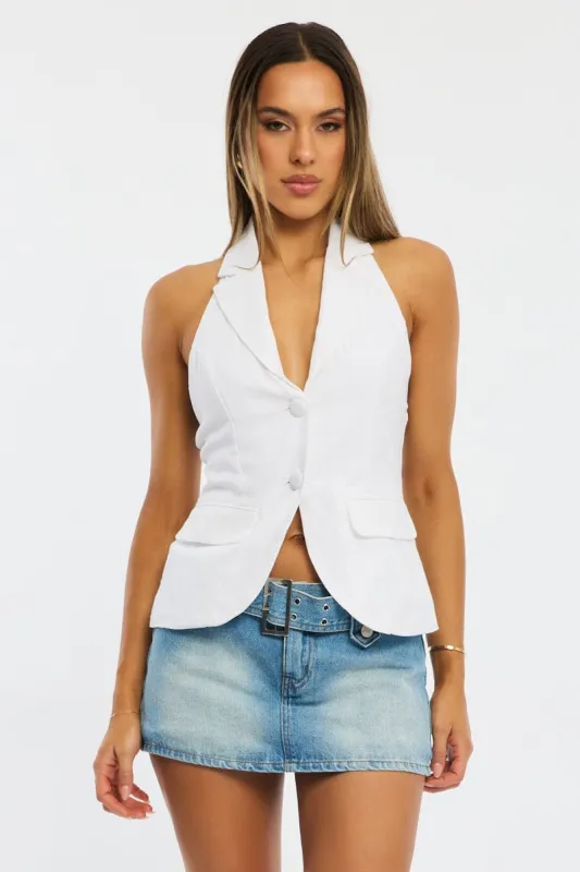 White Vest Halter Neck sold by Ally Fashion