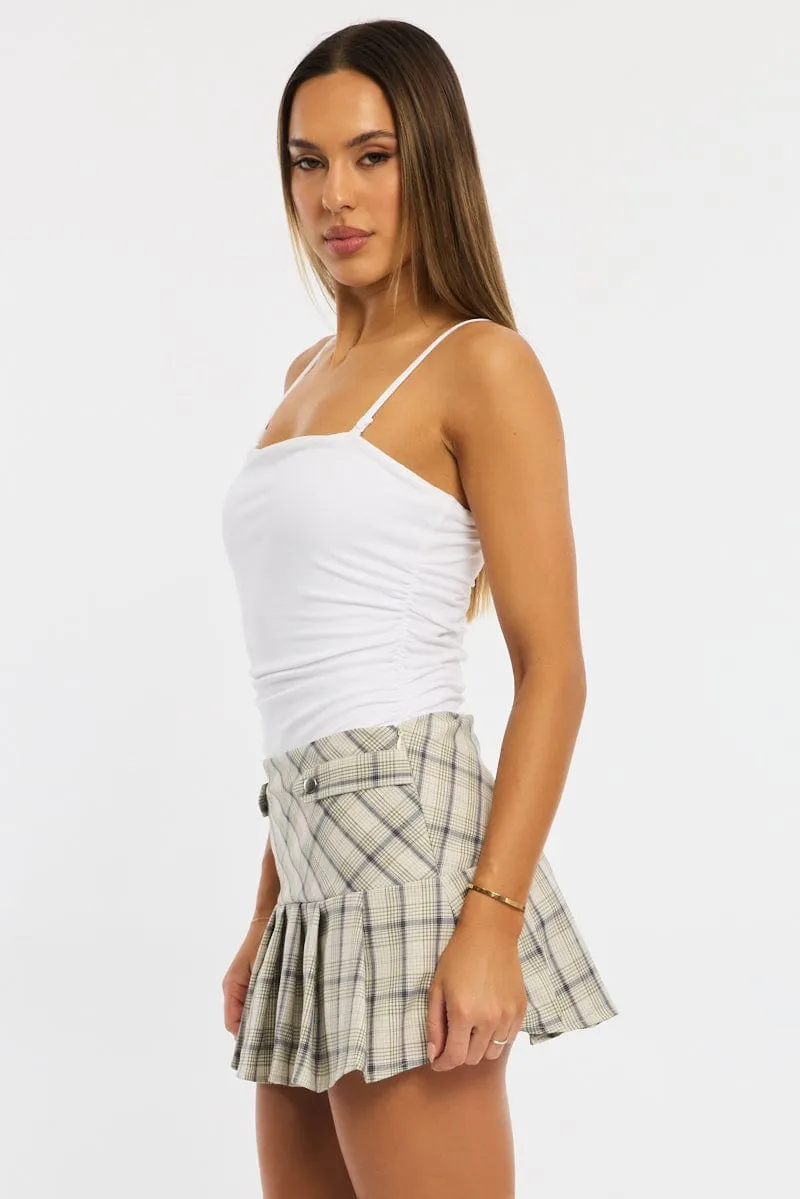 Brown Check Mini Skort Skirt Knife Pleat Buckle Detail sold by Ally Fashion product image thumbnail 3
