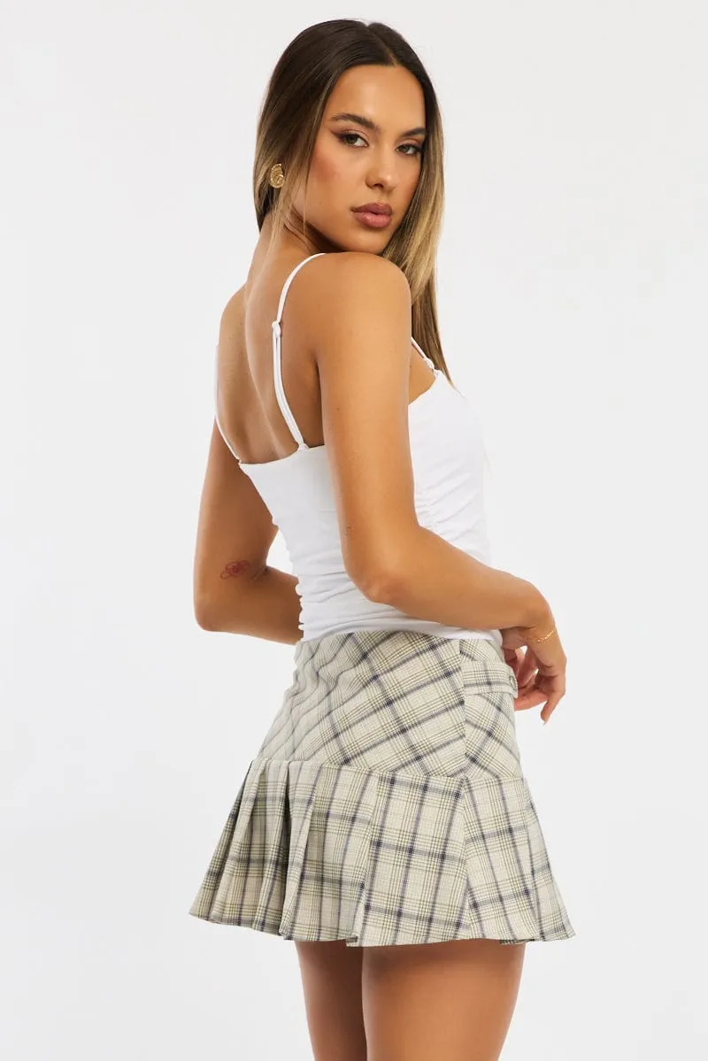 Brown Check Mini Skort Skirt Knife Pleat Buckle Detail sold by Ally Fashion product image thumbnail 4