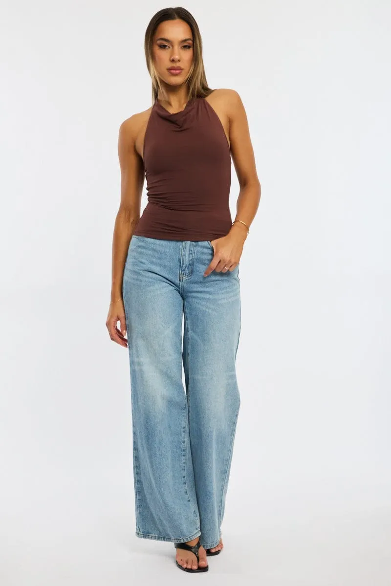 Brown Halter Neck Top Supersoft sold by Ally Fashion product image thumbnail 2