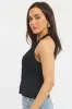 Black Halter Neck Top Button Front Rib sold by Ally Fashion