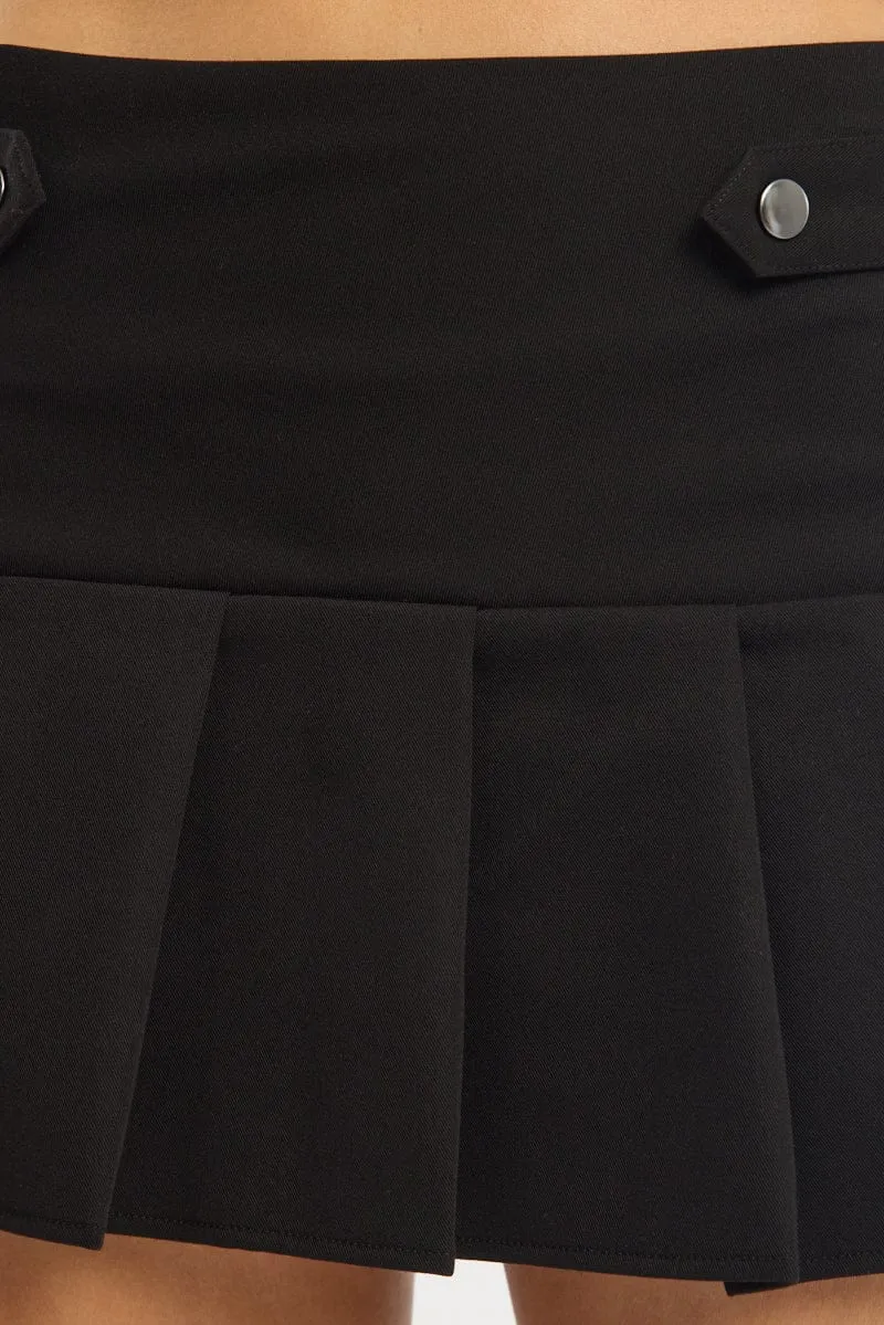 Black Mini Skort Skirt Knife Pleat Buckle Detail sold by Ally Fashion product image thumbnail 5