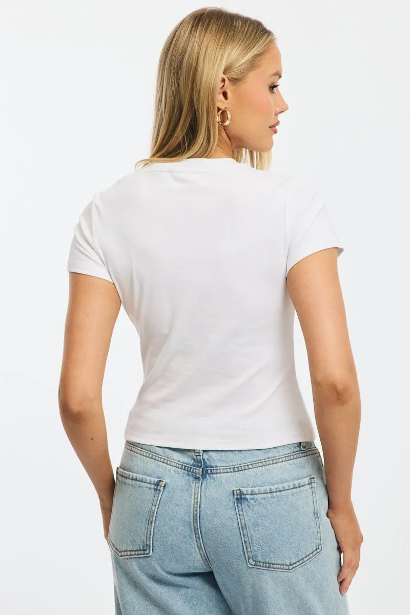White Graphic Tee Short Sleeve sold by Ally Fashion product image thumbnail 4