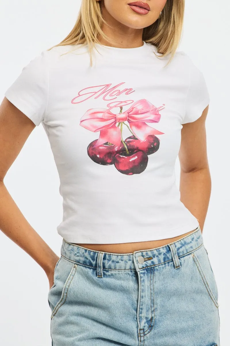 White Graphic Tee Short Sleeve sold by Ally Fashion product image thumbnail 5