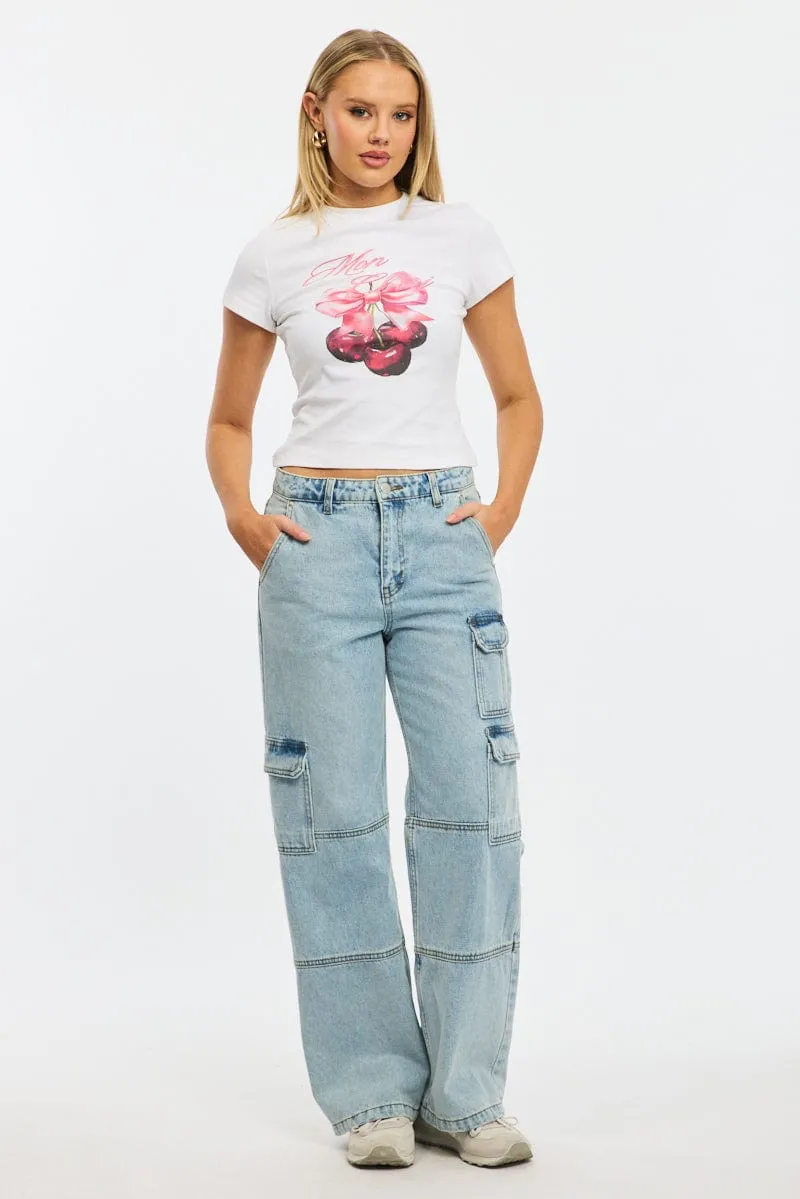 White Graphic Tee Short Sleeve sold by Ally Fashion product image thumbnail 2