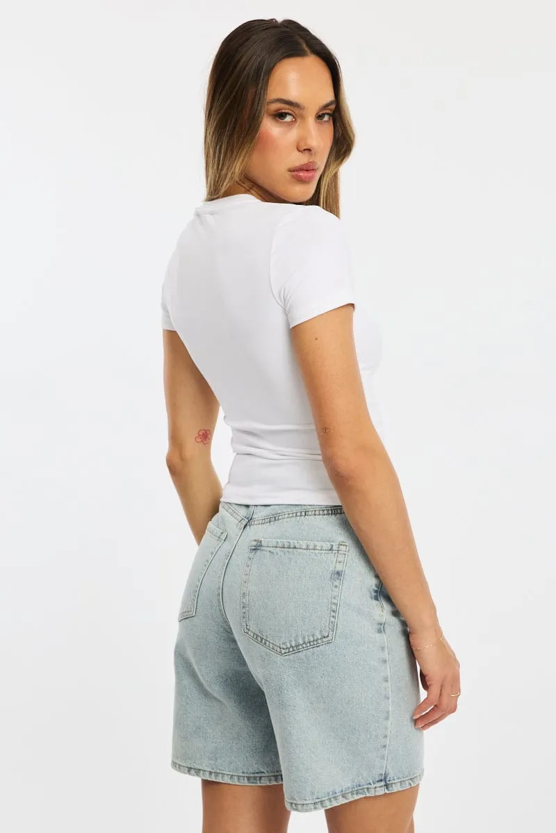 White T-shirt Short Sleeve Crew Neck sold by Ally Fashion product image thumbnail 4