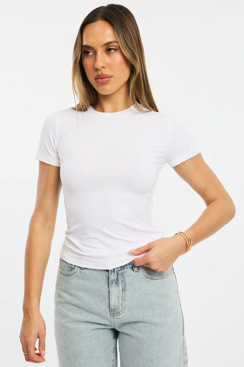 White T-shirt Short Sleeve Crew Neck sold by Ally Fashion
