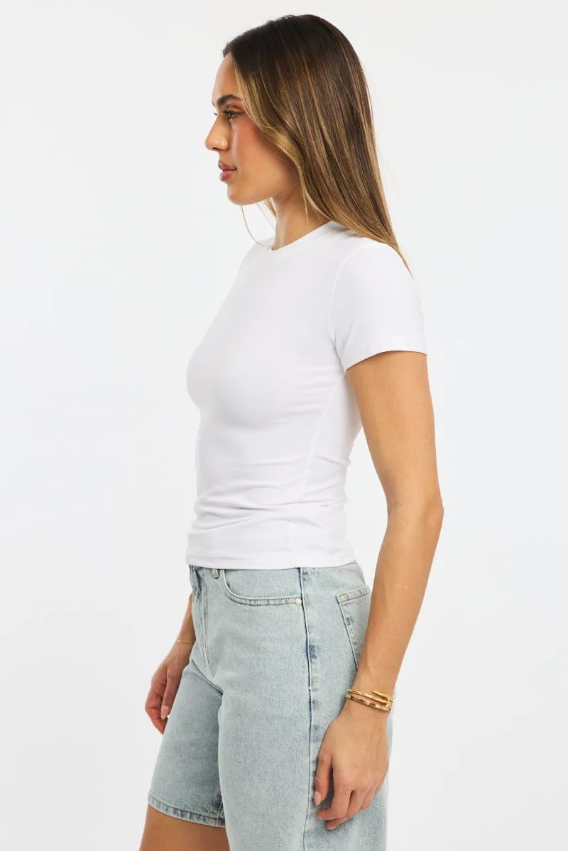 White T-shirt Short Sleeve Crew Neck sold by Ally Fashion product image thumbnail 3