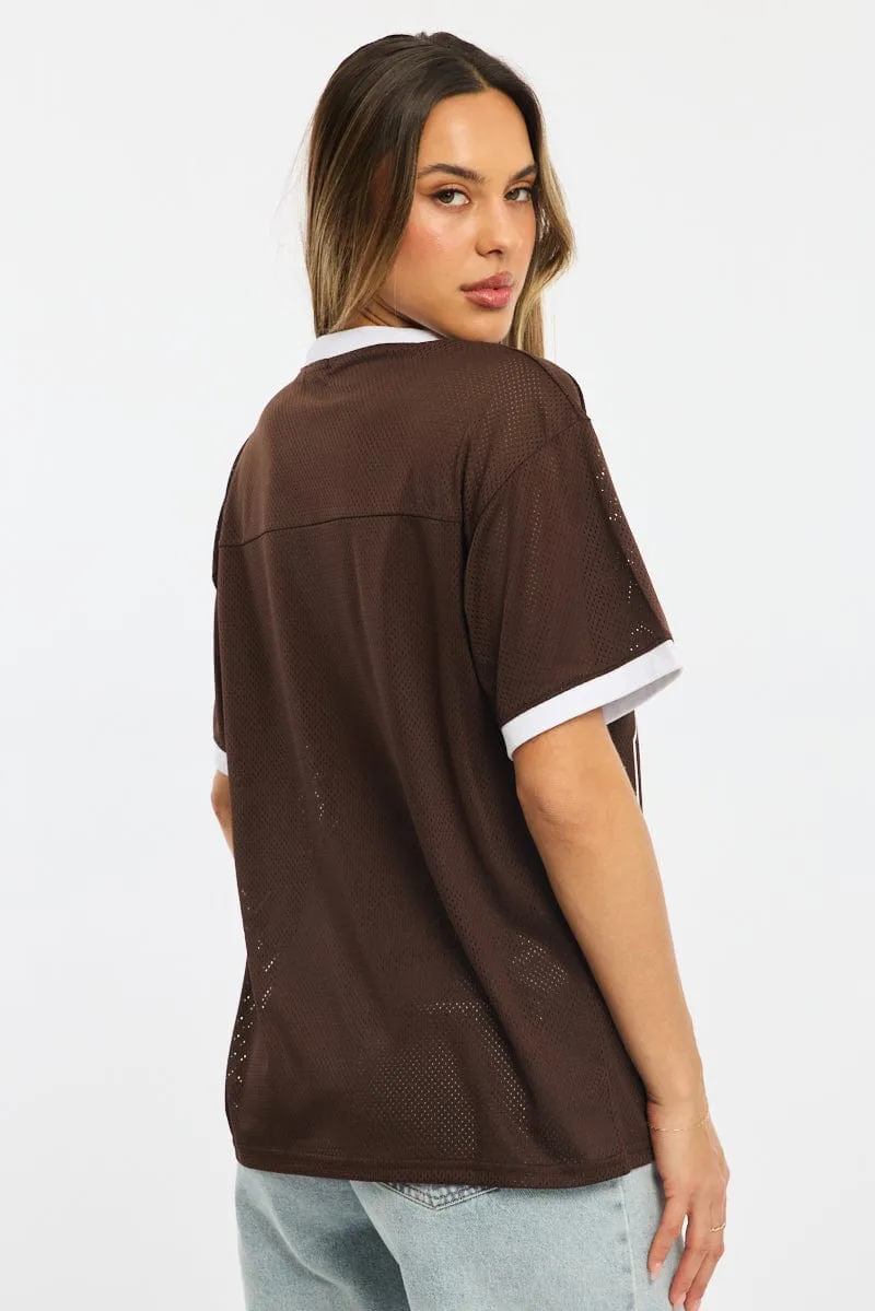 Brown Sport Tee Short Sleeve sold by Ally Fashion product image thumbnail 4