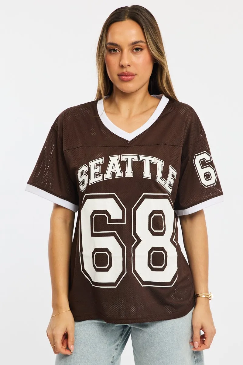Brown Sport Tee Short Sleeve sold by Ally Fashion