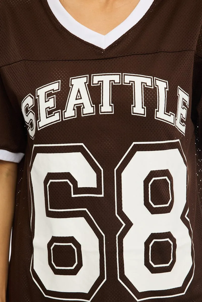 Brown Sport Tee Short Sleeve sold by Ally Fashion product image thumbnail 5