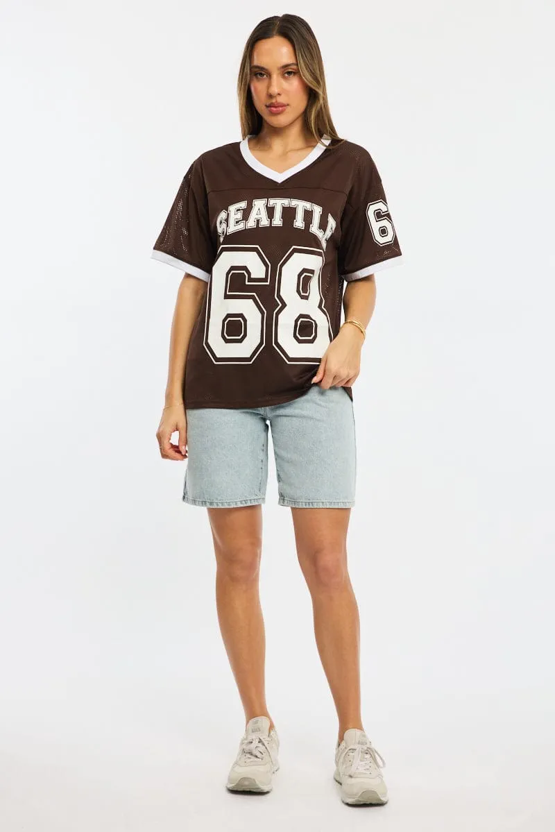 Brown Sport Tee Short Sleeve sold by Ally Fashion product image thumbnail 2