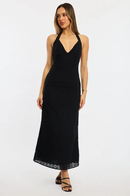 Black Halter Neck Dress Eyelet Fabric sold by Ally Fashion