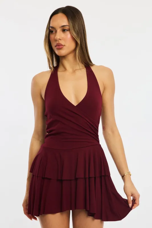 Red Halter Neck Mini Dress sold by Ally Fashion