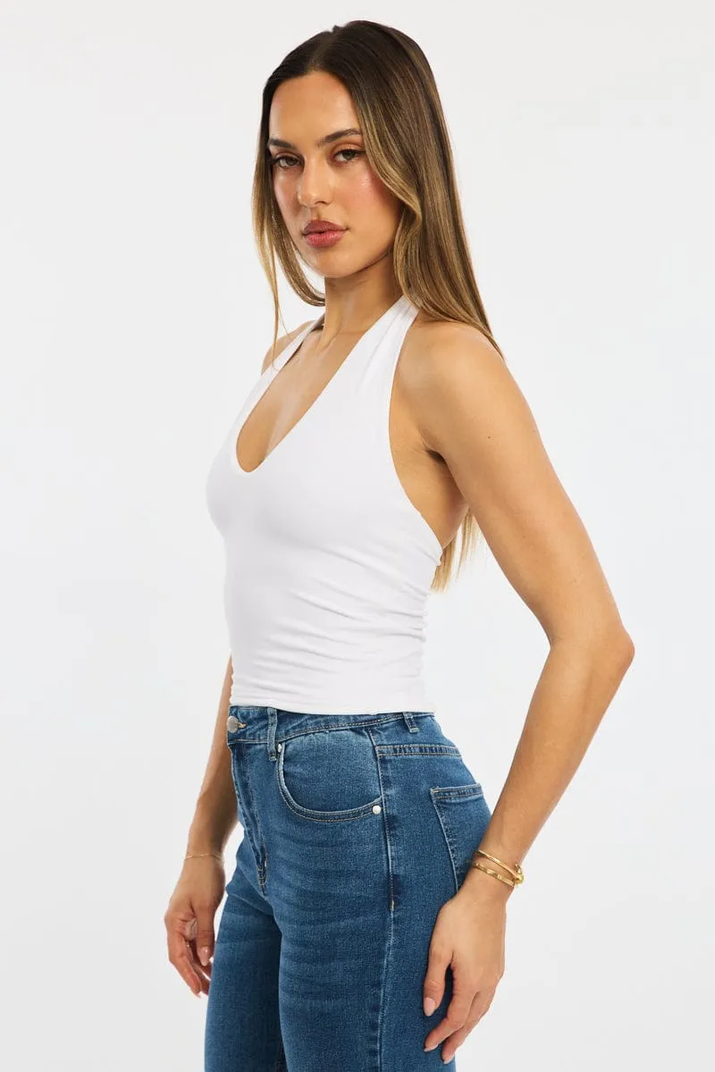 White Supersoft Halter Neck Top sold by Ally Fashion product image thumbnail 3