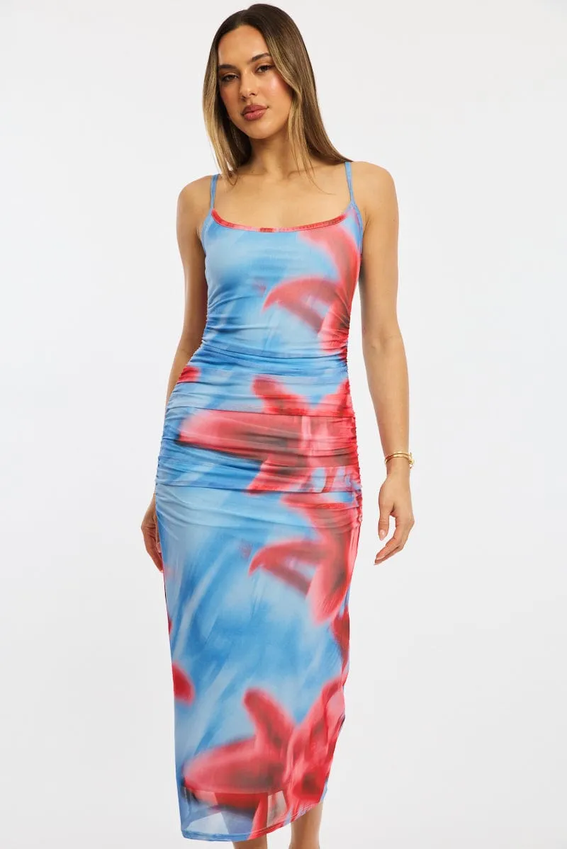 Blue Floral Bodycon Dress Singlet Mesh sold by Ally Fashion product image thumbnail 2