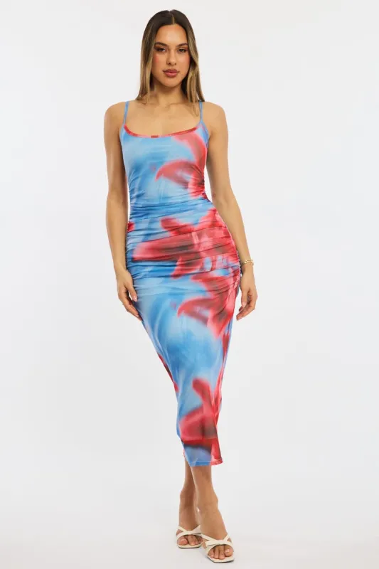 Blue Floral Bodycon Dress Singlet Mesh sold by Ally Fashion