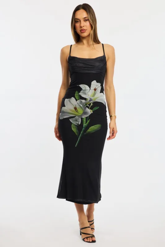 Black Floral Bodycon Dress Maxi sold by Ally Fashion