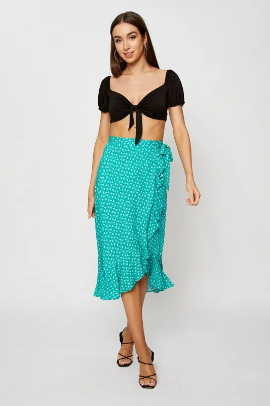 Print Wrap Skirt Midi sold by Ally Fashion