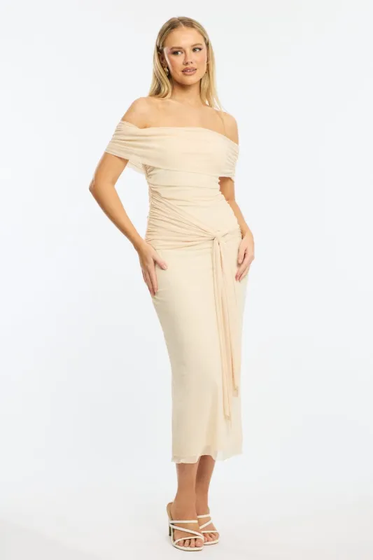 White Bodycon Dress Off Shoulder Mesh sold by Ally Fashion