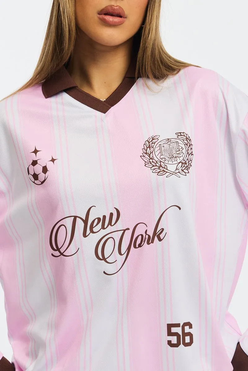 Pink Sport Tee Long Sleeve sold by Ally Fashion product image thumbnail 5