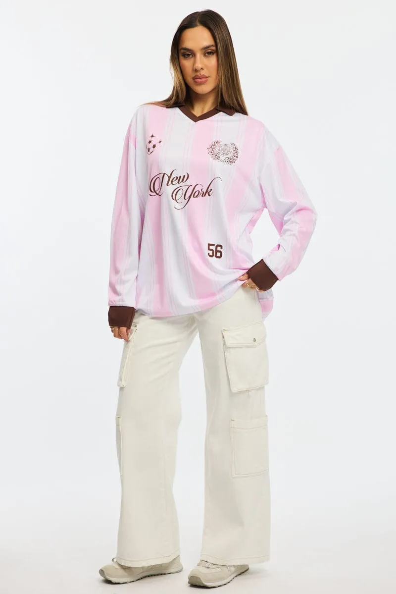 Pink Sport Tee Long Sleeve sold by Ally Fashion product image thumbnail 2