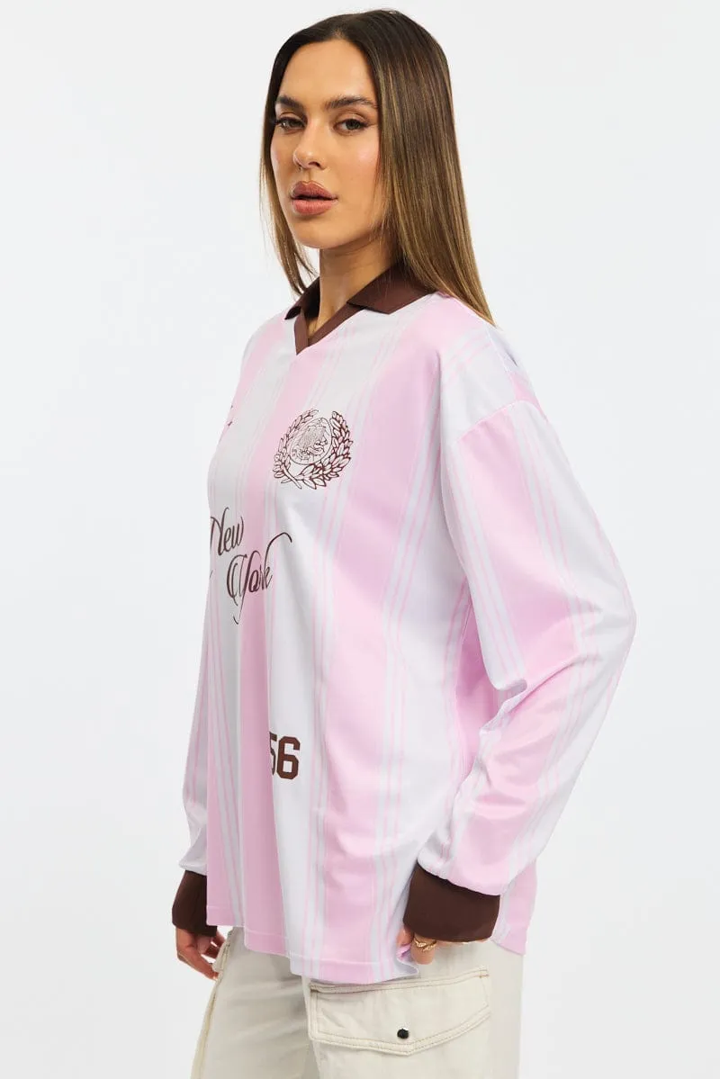Pink Sport Tee Long Sleeve sold by Ally Fashion product image thumbnail 3