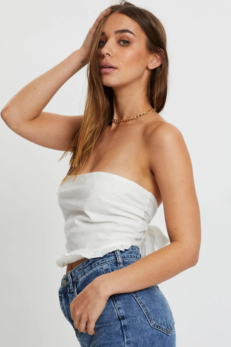 White Ruffle Hem Scarf Top sold by Ally Fashion product image thumbnail 4
