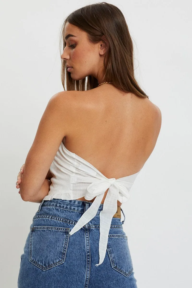White Ruffle Hem Scarf Top sold by Ally Fashion product image thumbnail 5