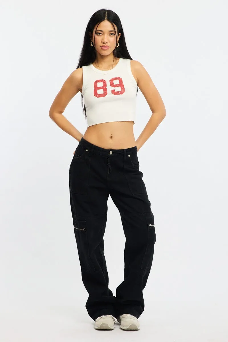 White Graphic Tank Sleeveless sold by Ally Fashion product image thumbnail 2