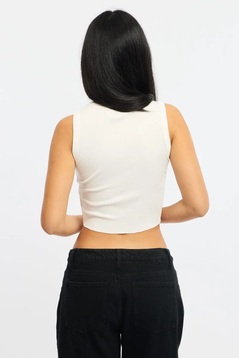 White Graphic Tank Sleeveless sold by Ally Fashion product image thumbnail 4