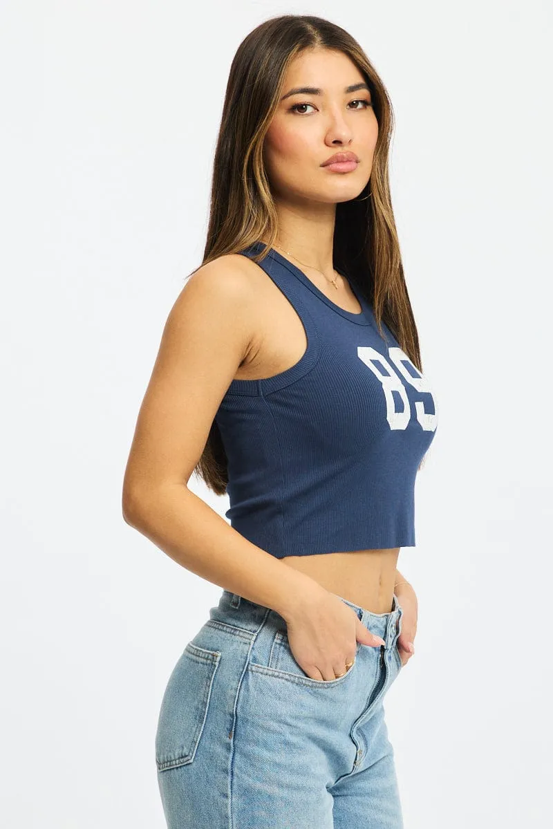 Blue Graphic Tank Sleeveless sold by Ally Fashion product image thumbnail 3