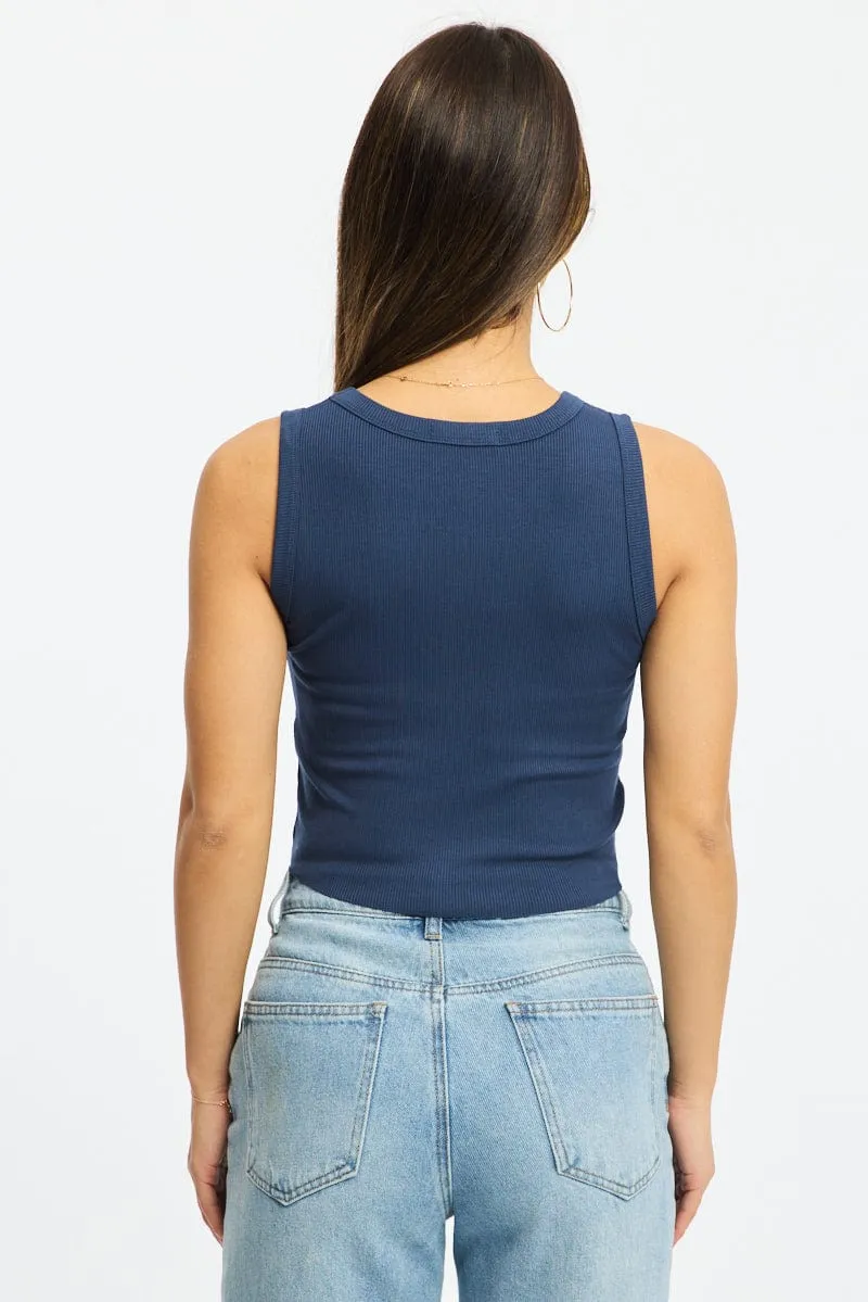 Blue Graphic Tank Sleeveless sold by Ally Fashion product image thumbnail 4