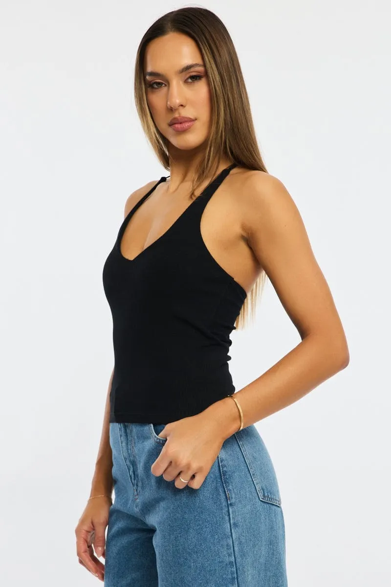 Black V-neck Top sold by Ally Fashion product image thumbnail 3