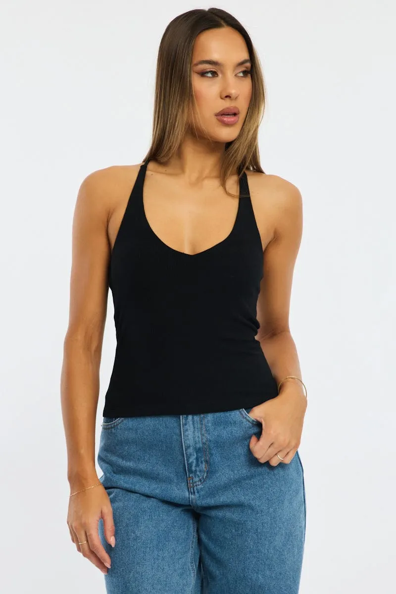 Black V-neck Top sold by Ally Fashion