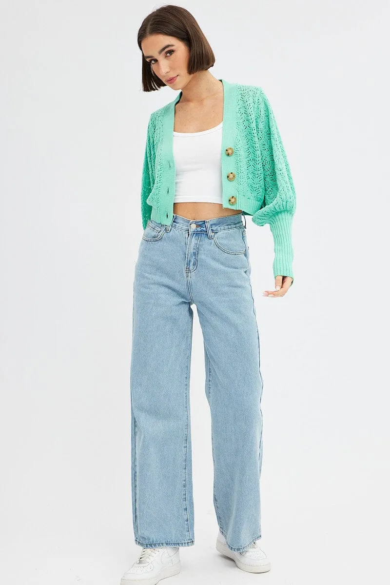 Green Knit Cardigan Long Sleeve Crop sold by Ally Fashion product image thumbnail 2