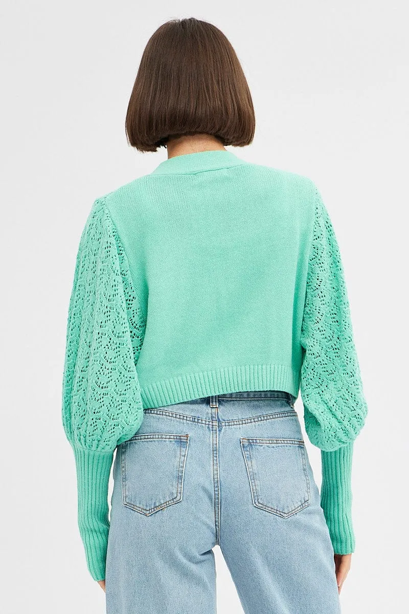 Green Knit Cardigan Long Sleeve Crop sold by Ally Fashion product image thumbnail 5