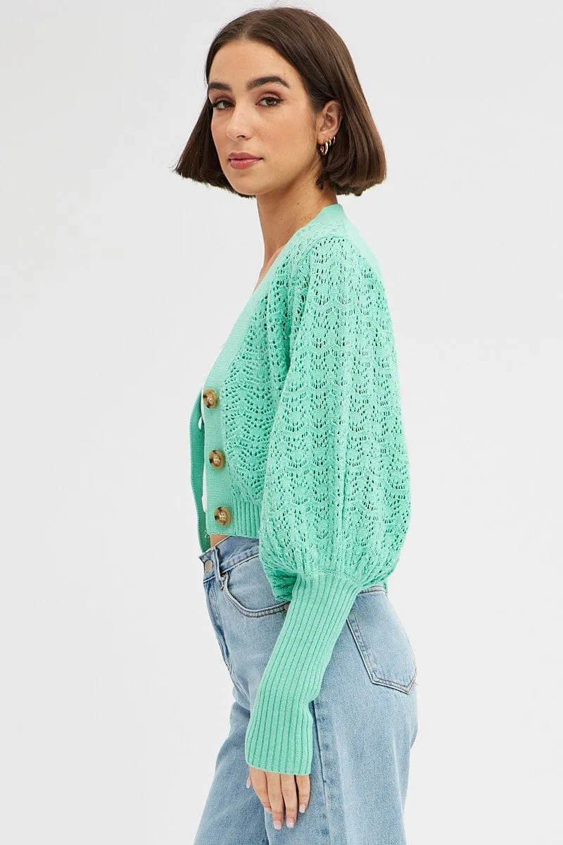 Green Knit Cardigan Long Sleeve Crop sold by Ally Fashion product image thumbnail 4