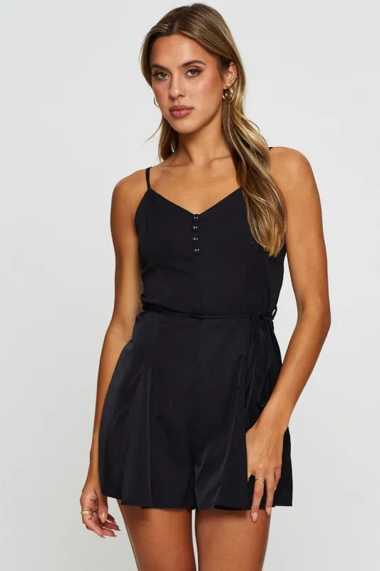 Black Playsuit Sleeveless sold by Ally Fashion