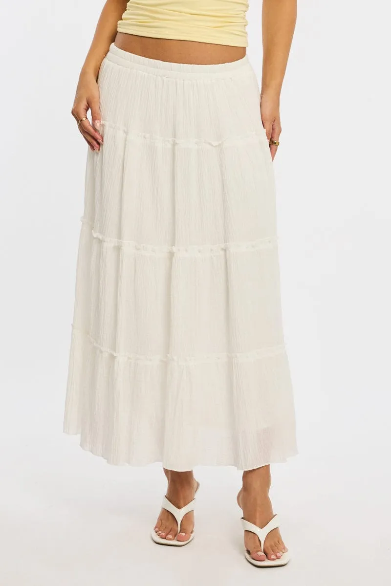 White Midi Skirt Tiered High Rise Lined sold by Ally Fashion product image thumbnail 5