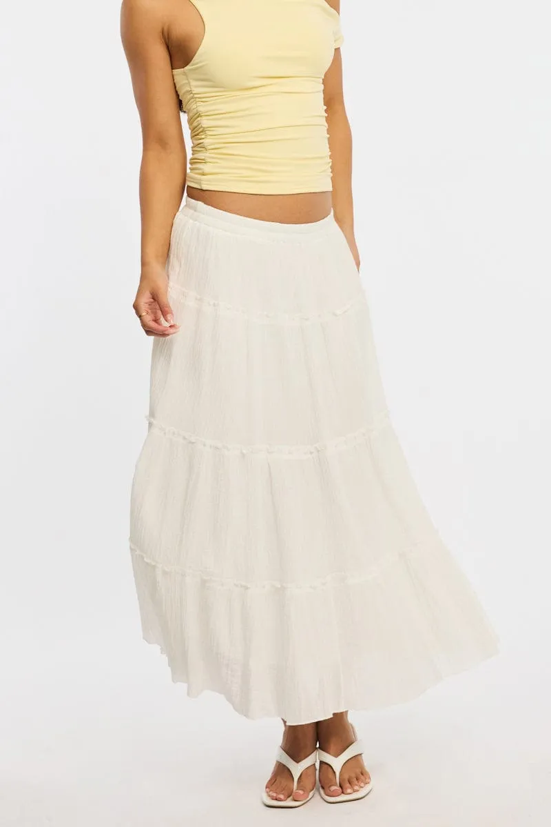 White Midi Skirt Tiered High Rise Lined sold by Ally Fashion product image thumbnail 2