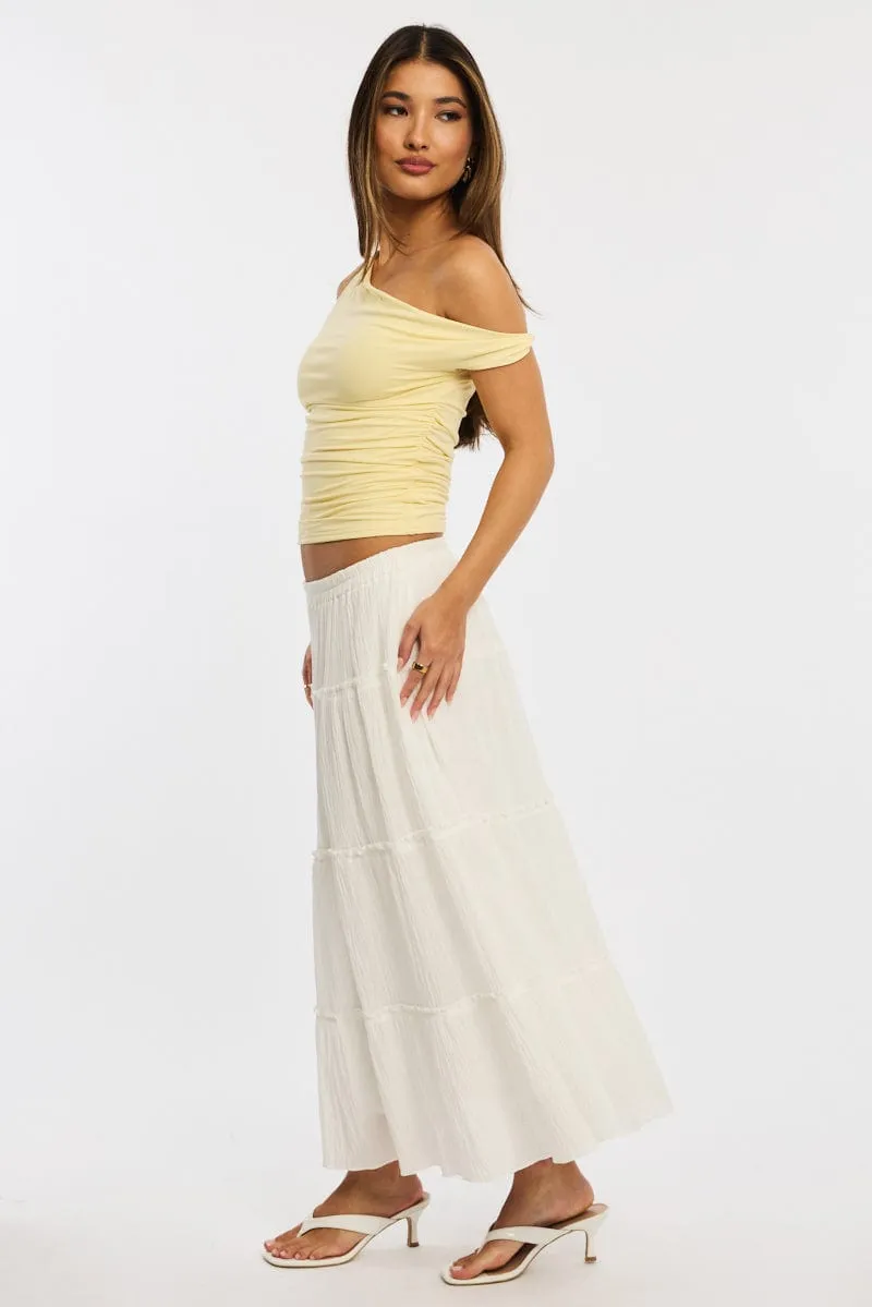 White Midi Skirt Tiered High Rise Lined sold by Ally Fashion product image thumbnail 3
