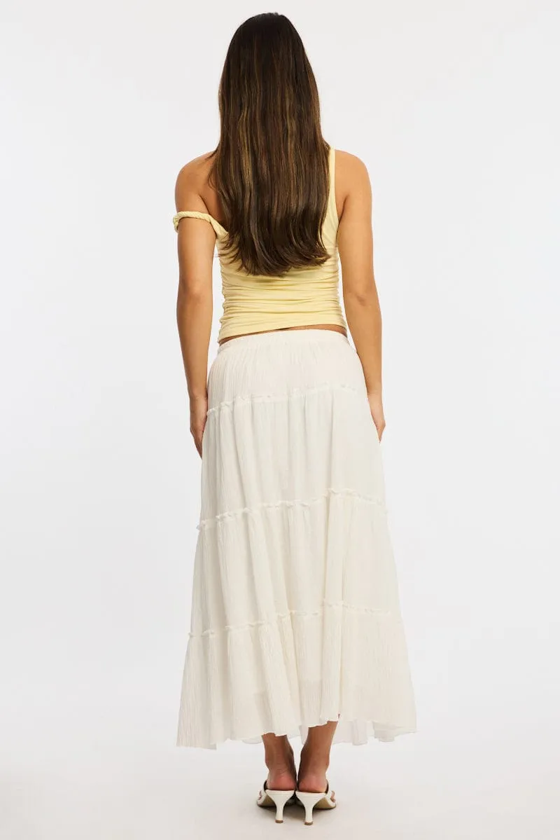 White Midi Skirt Tiered High Rise Lined sold by Ally Fashion product image thumbnail 4