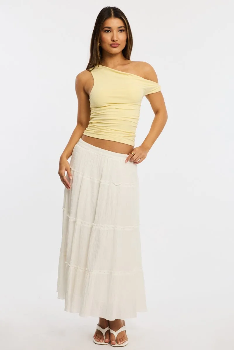 White Midi Skirt Tiered High Rise Lined sold by Ally Fashion